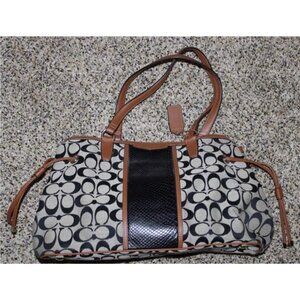 Coach Signature Satchel Bag Stripe Snakeskin Panel E1495-F29863 Drawstring Y2K